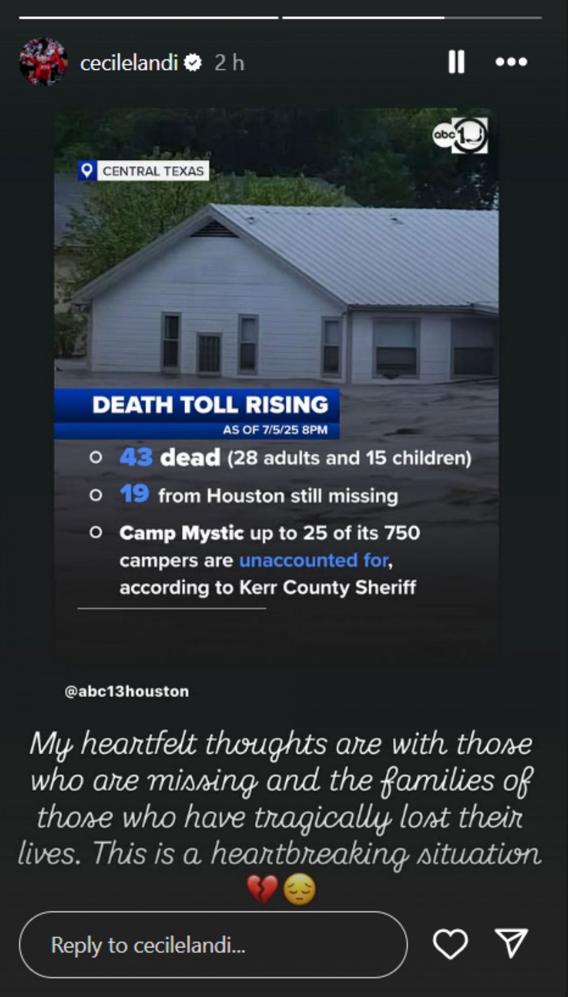 Simone Biles' coach Cecile Landi sent condolences to Central Texas flood; Instagram - @cecilelandi